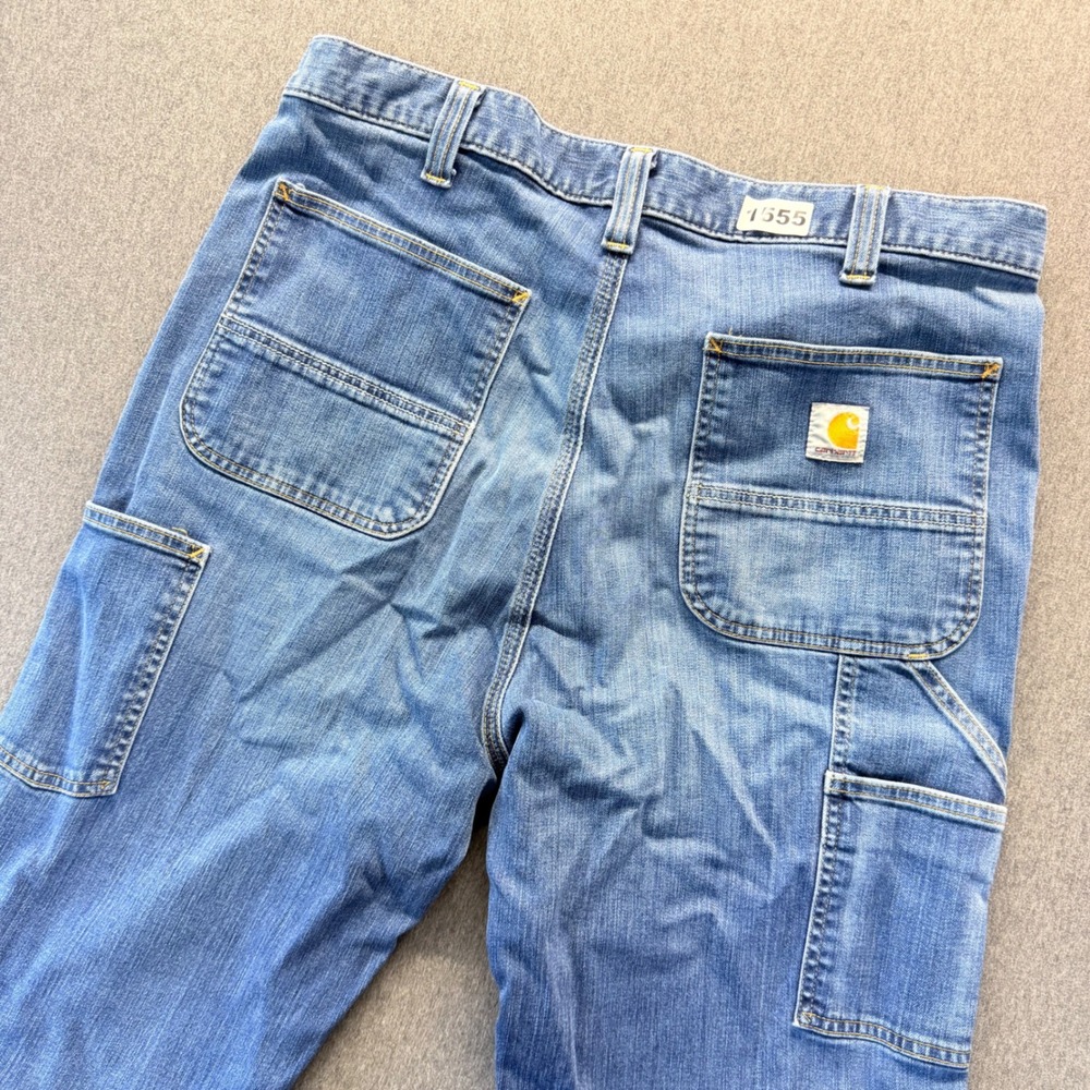 Carhartt Mens Relaxed Fit Carpenter Jeans Blue Denim Utility Work Pants 36x34